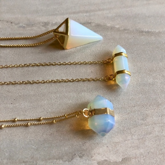 NWT Opalite 14K Gold Necklace 3 Shapes & Lengths - Picture 2 of 8